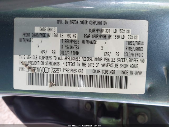 Aukcja sprzedaży 2014 Mazda Mazda2 Sport, vin: JM1DE1KY0E0172287, numer aukcji: 44322334
