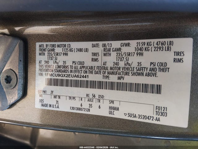 1FMCU9GX2EUA62441 Ford ESCAPE SE