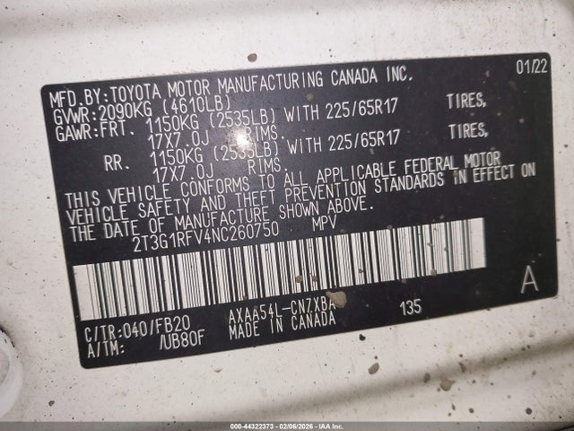Toyota RAV4 LE 2022 2T3G1RFV4NC260750 Image 9