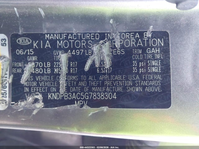 KNDPB3AC5G7838304 KIA Sportage Lx