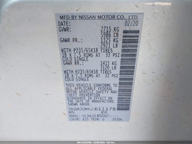 Nissan Pathfinder Sl 4wd 2020 5N1DR2CM4LC611178 Image 9