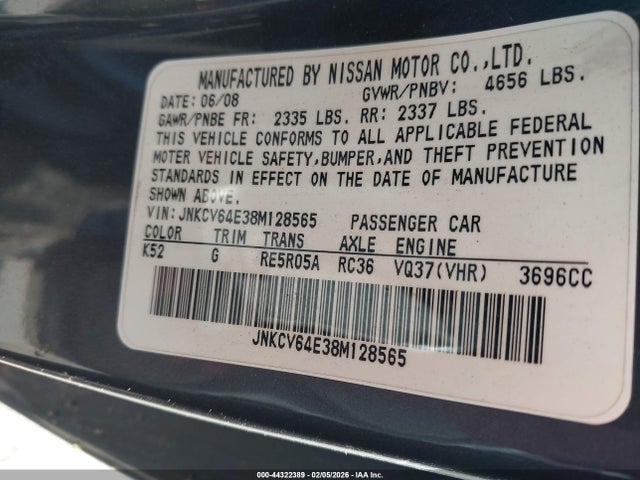 2008 INFINITI G37 JNKCV64E38M128565 Photo 8