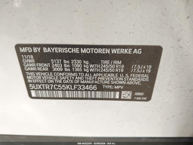 2019 BMW X3 5UXTR7C55KLF33466 Photo 8
