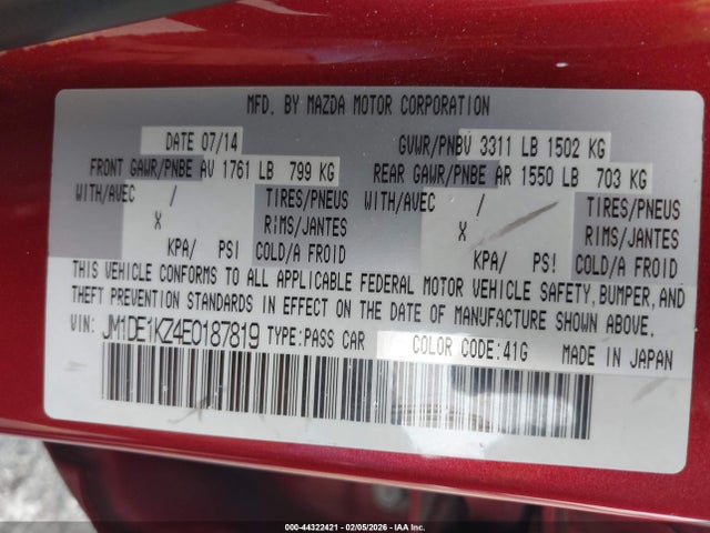JM1DE1KZ4E0187819 Mazda Mazda2 Sport