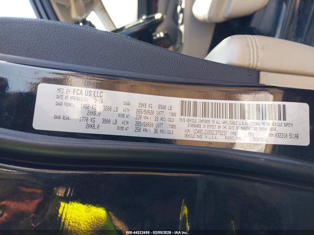 Dodge DURANGO LIMITED 2016 1C4RDJDG5GC375237 Image 9