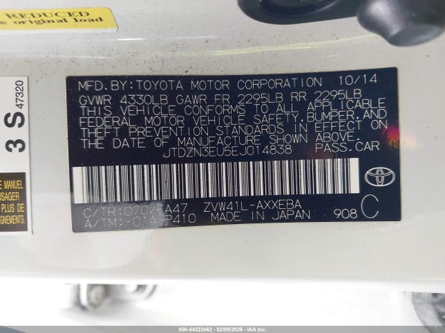 JTDZN3EU5EJ014838 Toyota Prius V Three