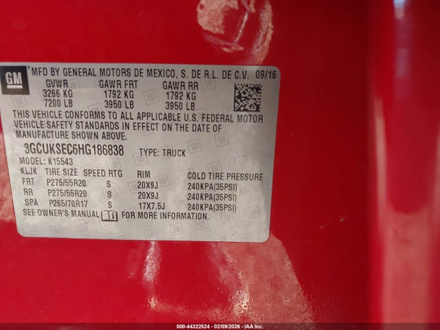Chevrolet Silverado 1500 1lz 2017 3GCUKSEC6HG186838 Image 9