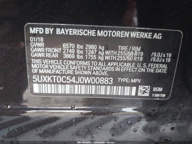 5UXKT0C54J0W00883 BMW X5 Edrive Xdrive40e Iperformance
