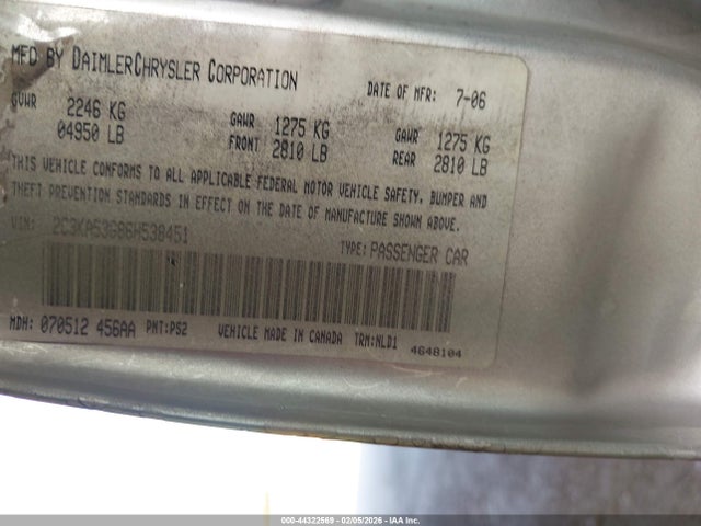 2006 CHRYSLER 300 2C3KA53G86H538451 Photo 8