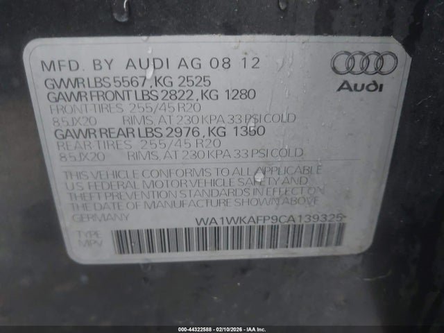 2012 AUDI Q5 WA1WKAFP9CA139325 Photo 8