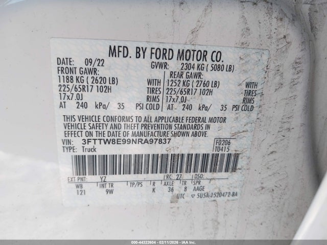 Ford Maverick Xl 2022 3FTTW8E99NRA97837 Image 9