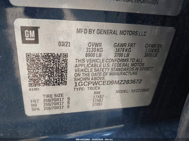 1GCPWCED9MZ283672 Chevrolet Silverado 1500 2wd Short Bed Lt