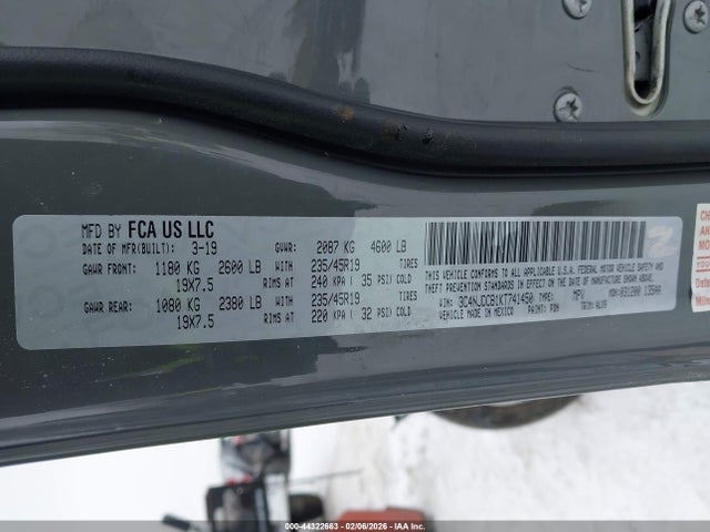 Aukcja sprzedaży 2019 Jeep Compass Limited 4x4, vin: 3C4NJDCB1KT741450, numer aukcji: 44322663