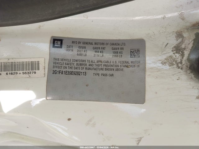 44322667 :رقم المزاد ، 2G1FA1E39E9282113 vin ، 2014 Chevrolet Camaro 2ls مزاد بيع