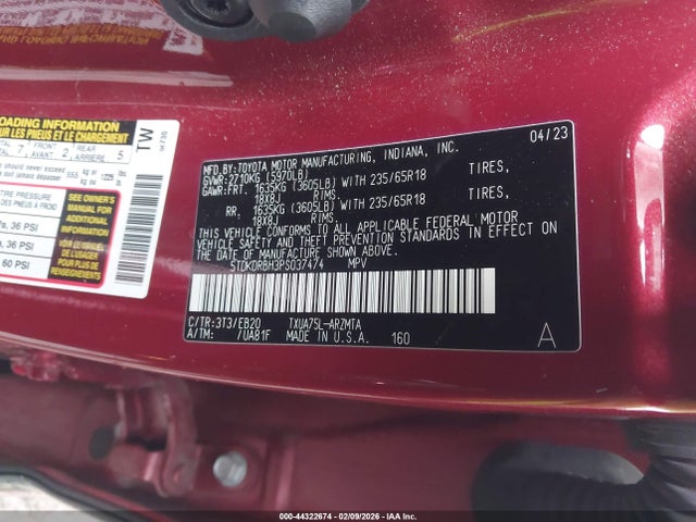 Toyota Highlander Xle 2023 5TDKDRBH3PS037474 Image 9