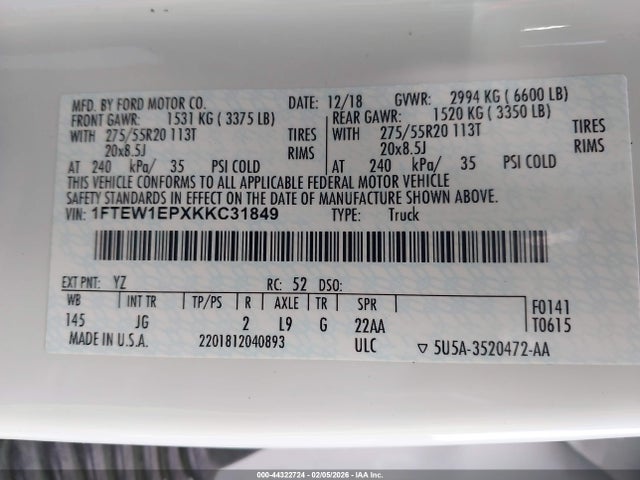 2019 FORD F-150 1FTEW1EPXKKC31849 Photo 8