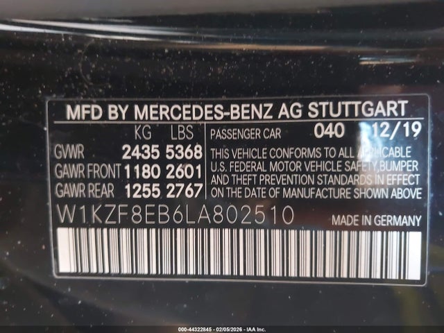 Aukcja sprzedaży 2020 Mercedes-benz E 350 4matic, vin: W1KZF8EB6LA802510, numer aukcji: 44322845
