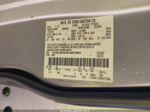 2010 FORD EXPLORER 1FMEU6DE9AUB07864 Photo 8