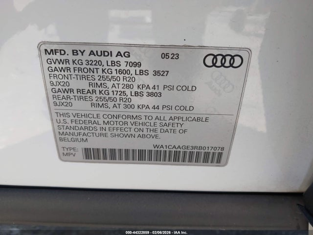 WA1CAAGE3RB017078 Audi Q8 E-tron S Line Premium Plus Quattro