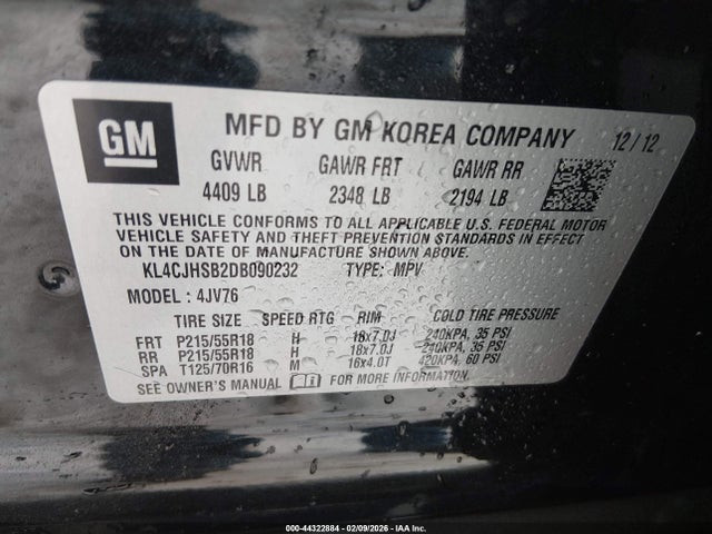 Продаж на аукціоні авто 2013 Buick Encore Premium, vin: KL4CJHSB2DB090232, номер лоту: 44322884