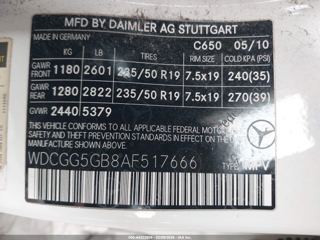 2010 Mercedes-benz Glk 350 მანქანა იყიდება აუქციონზე, vin: WDCGG5GB8AF517666, აუქციონის ნომერი: 44322904