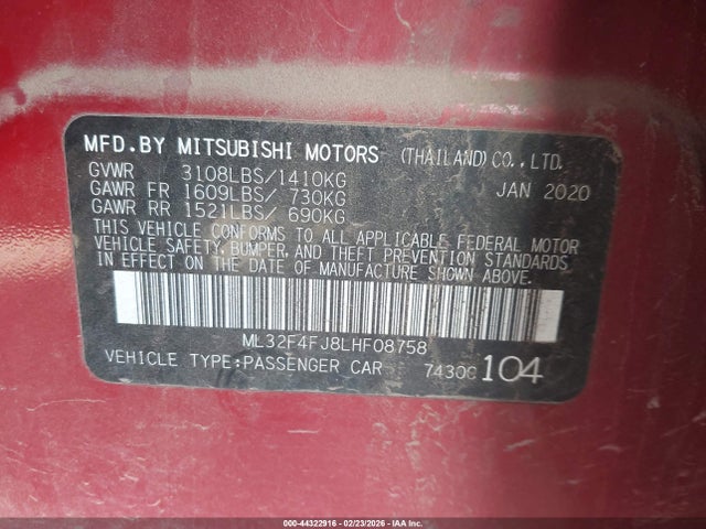 2020 MITSUBISHI MIRAGE G4 ML32F4FJ8LHF08758 Photo 8