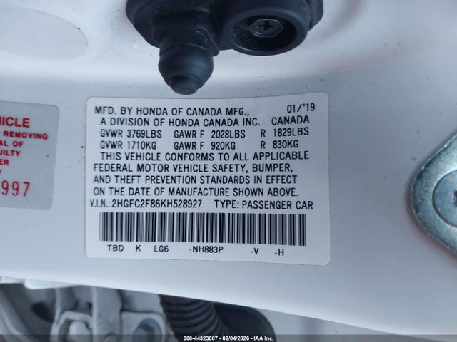 Honda Civic Sport 2019 2HGFC2F86KH528927 Image 9