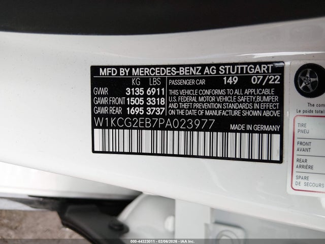Aukcja sprzedaży 2023 Mercedes-benz Eqs 450 4matic, vin: W1KCG2EB7PA023977, numer aukcji: 44323011