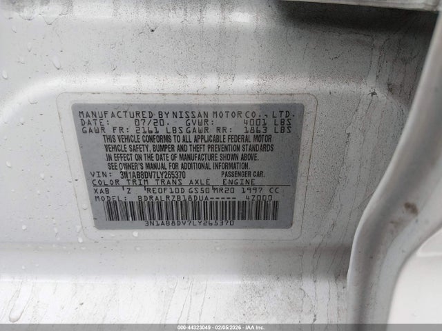 3N1AB8DV7LY265370 Nissan Sentra Sr Xtronic Cvt