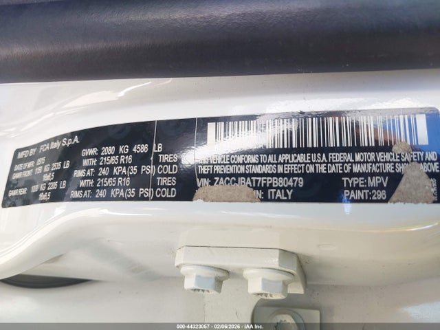 Продаж на аукціоні авто 2015 Jeep Renegade Sport, vin: ZACCJBAT7FPB80479, номер лоту: 44323057