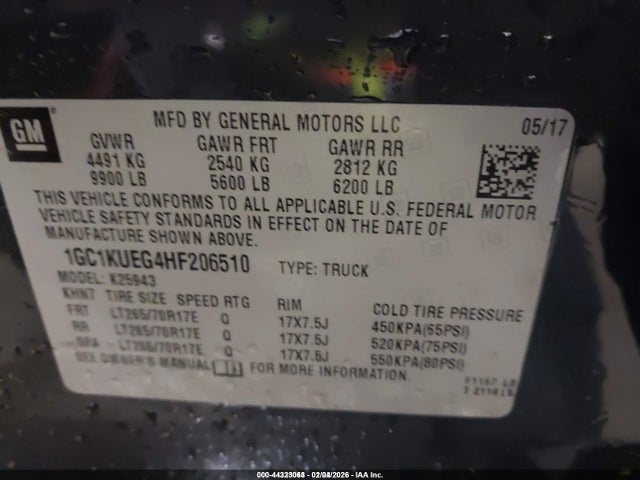 1GC1KUEG4HF206510 Chevrolet Silverado 2500hd Wt