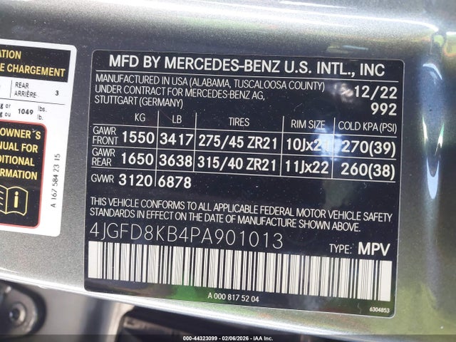 4JGFD8KB4PA901013 Mercedes-Benz Amg Gle 63 Coupe S 4matic