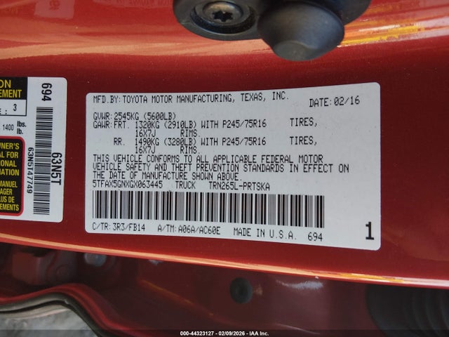 5TFAX5GNXGX063445 Toyota Tacoma Sr