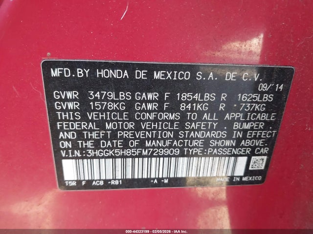 3HGGK5H85FM729909 Honda Fit Ex/ex-l