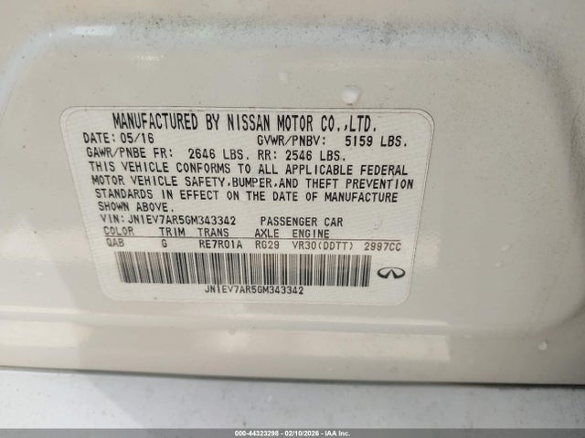 Aukcja sprzedaży 2016 Infiniti Q50 3.0t Sport, vin: JN1EV7AR5GM343342, numer aukcji: 44323298