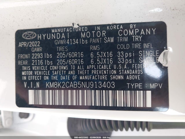 2022 HYUNDAI KONA KM8K2CAB5NU913403 Photo 8