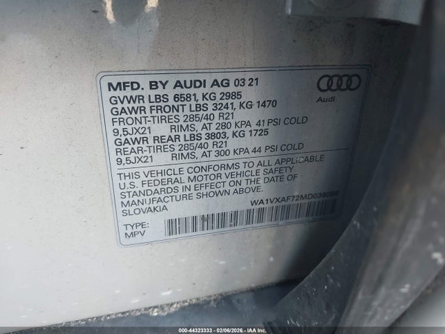 2021 AUDI Q7 WA1VXAF72MD036096 Photo 8