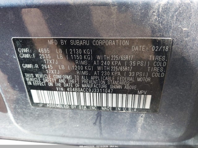 4S4BSACC9J3311047 Subaru Outback 2.5i Premium