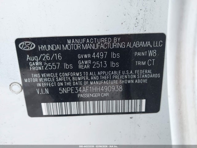 5NPE34AF1HH490938 Hyundai Sonata Sport