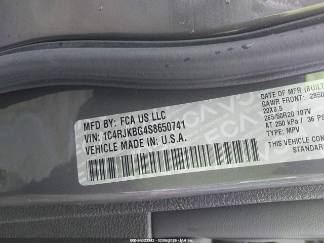 44323342 :رقم المزاد ، 1C4RJKBG4S8650741 vin ، 2025 Jeep Grand Cherokee L Limited 4x4 مزاد بيع