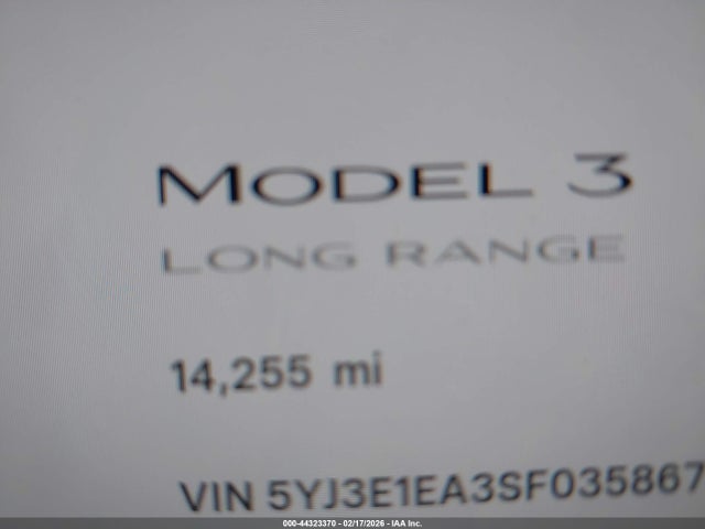 2025 Tesla Model 3 Long Range Rear-wheel Drive/standard Rear-wheel Drive მანქანა იყიდება აუქციონზე, vin: 5YJ3E1EA3SF035867, აუქციონის ნომერი: 44323370