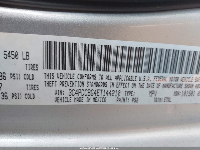 Продаж на аукціоні авто 2014 Dodge Journey Sxt, vin: 3C4PDCBG4ET144210, номер лоту: 44323407