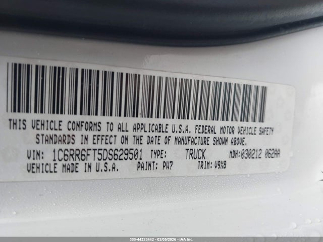 44323442 :رقم المزاد ، 1C6RR6FT5DS629501 vin ، 2013 Ram 1500 Express مزاد بيع