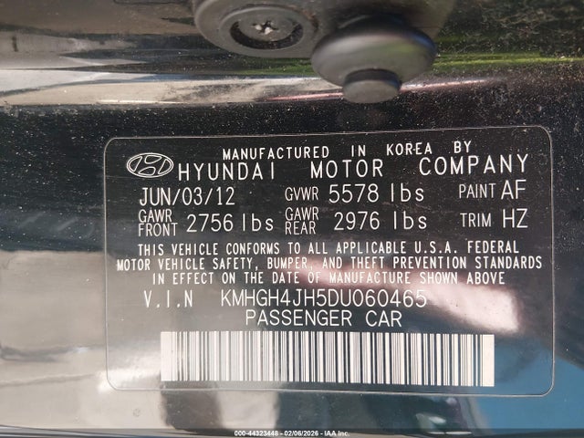 Aukcja sprzedaży 2013 Hyundai Equus Signature, vin: KMHGH4JH5DU060465, numer aukcji: 44323448