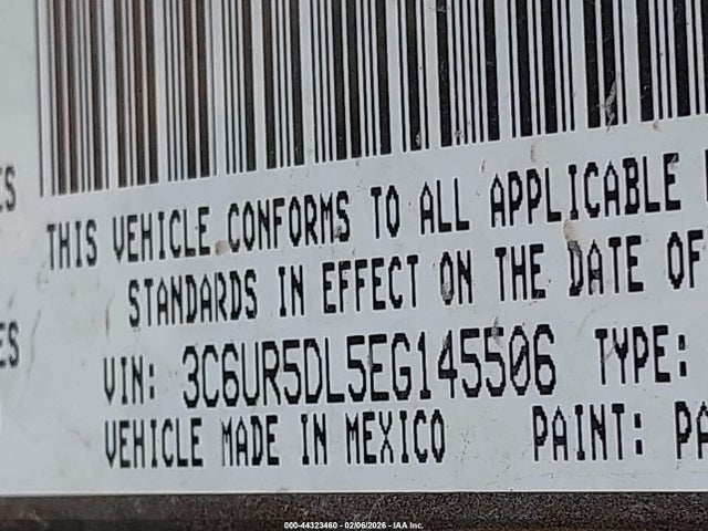 44323460 :رقم المزاد ، 3C6UR5DL5EG145506 vin ، 2014 Ram 2500 Lone Star مزاد بيع