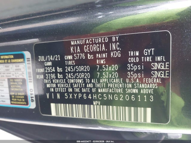 5XYP64HC5NG206113 KIA Telluride S