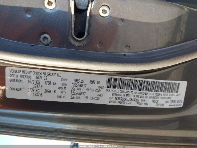 44323486 :رقم المزاد ، 1C6RR6KP1DS544096 vin ، 2013 Ram 1500 Tradesman مزاد بيع
