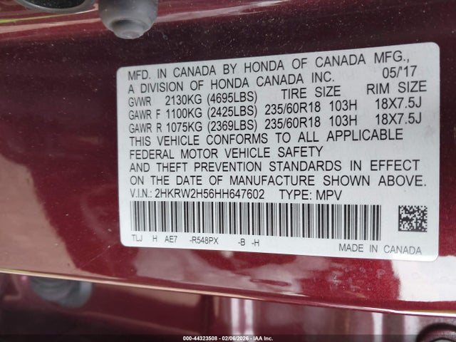 2HKRW2H56HH647602 Honda CR-V EX