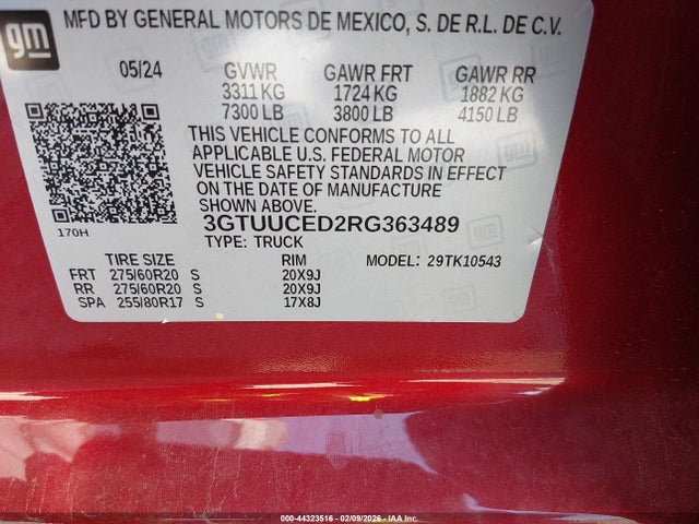 3GTUUCED2RG363489 GMC Sierra 1500 4wd Short Box Elevation With 3sb