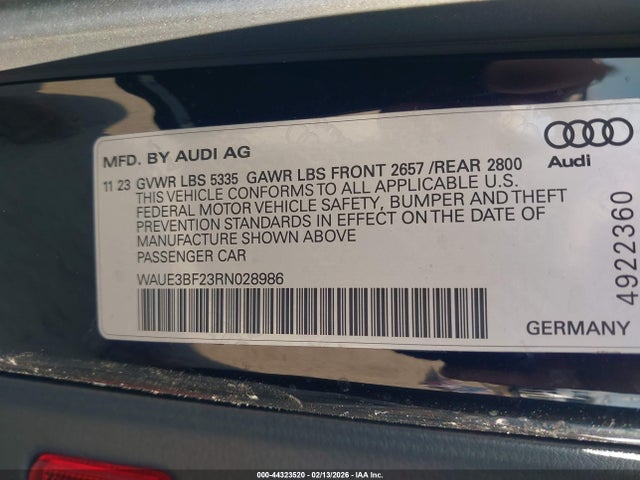 Продажа на аукционе авто 2024 Audi A6 Premium Plus 45 Tfsi Quattro S Tronic, vin: WAUE3BF23RN028986, номер лота: 44323520